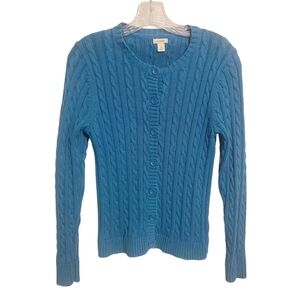 L.L. Bean | Women's Turquoise Button Down Knit Cardigan Sweater (Size Small)